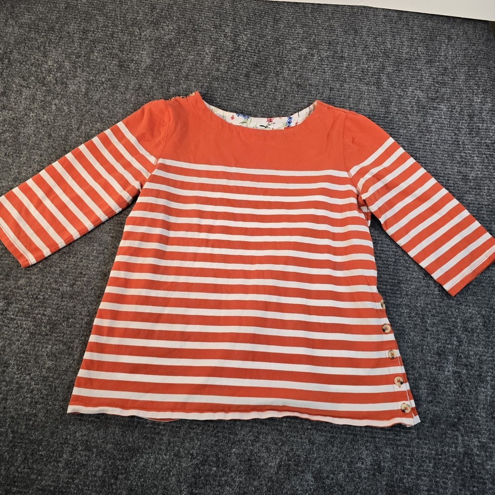 Maeve Anthropologie Orange & White Striped‎ 3/4 Sleeve Pullover Top Blouse Sz XL
